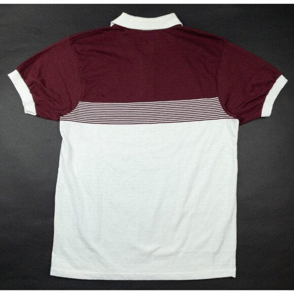 Fred Perry Polo Shirt Men's XL Striped Burgundy White Sportswear Made in USA 80s - Picture 4 of 12